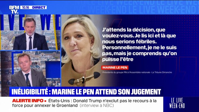 Procès des assistants parlementaires: Marine Le Pen ne croit pas qu'une peine d'inéligibilité immédiate sera prononcée contre elle