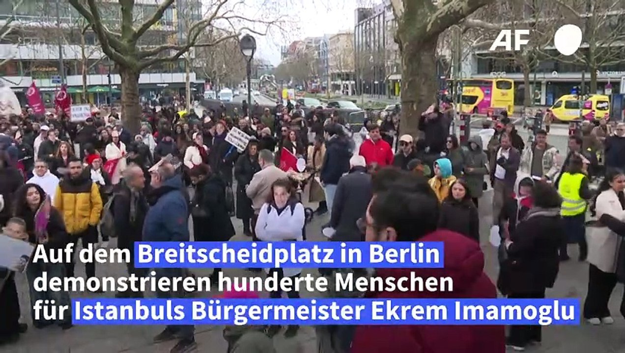 Protest in Berlin gegen Inhaftierung von türkischem Oppositionsführer Imamoglu