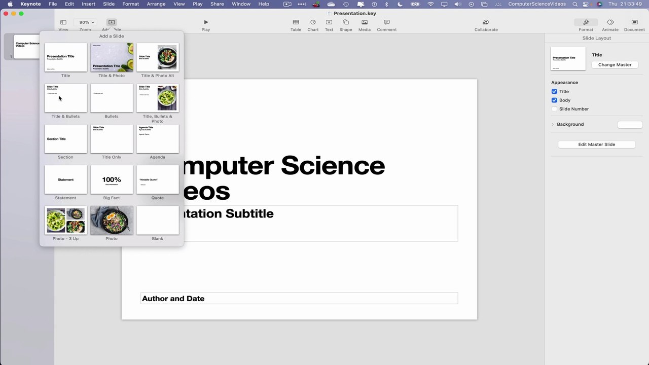 3 DIFFERENT WAYS TO INSERT A NEW SLIDE ON THE KEYNOTE APPLICATION USING A MAC | NEW