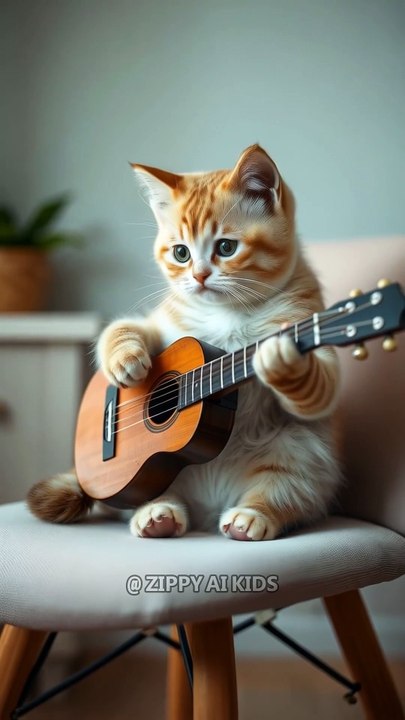 Cute kitten playing guitar #cute #cat #cats #kitty #kitten #ai