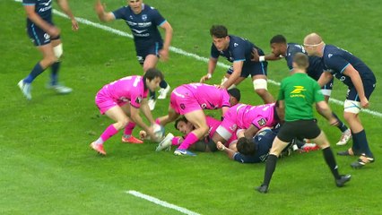 TOP 14 - Essai de Sergo ABRAMISHVILI (SFP) - Montpellier Hérault Rugby - Stade Français Paris