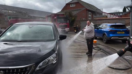 The final wash for a car at the charity car wash at Crediton Fire Station, video Alan Quick IMG_7614