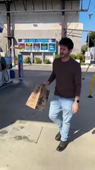 Instant karma for entitled woman throwing trash on the street.