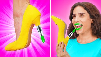 Hiding lipstick and lip gloss inside school supplies—such a genius hack! 💄📚✨ #123go