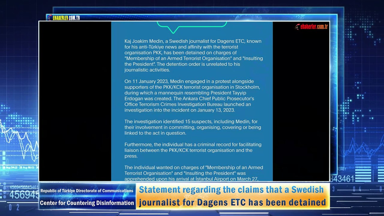 Statement regarding the claims that a Swedish journalist for Dagens ETC has been detained