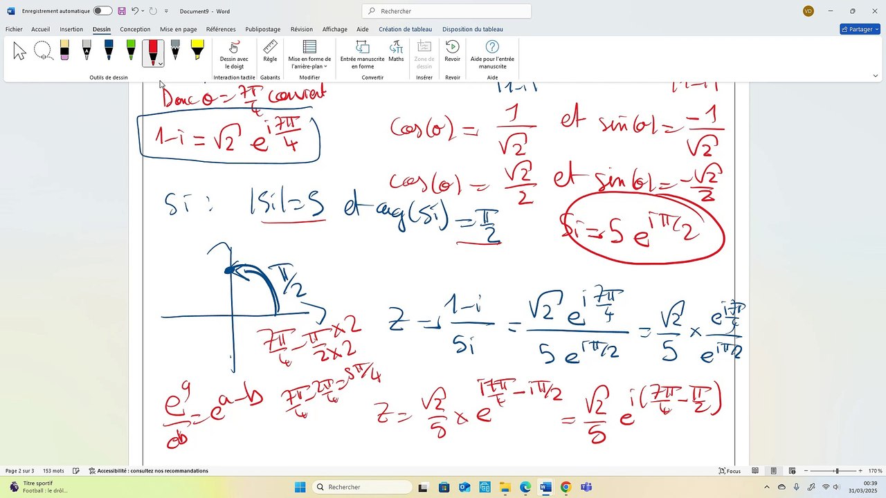 Correction exercice 9 - Les nombres complexes - Partie 2 - TSTI2D