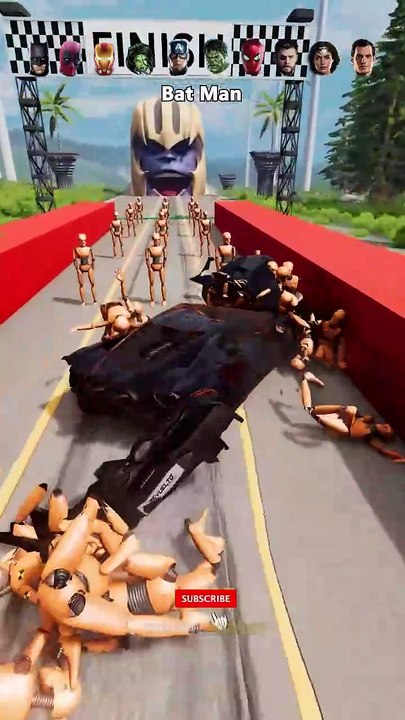 Super Hero's Cars vs 100 Peoples  😱 BeamNG.Drive _ The Real Granny