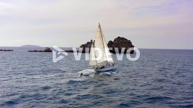 Aerial Sailboat Ocean Sailing Virgin Islands Drone Sailing