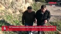107 basamaklı merdivenden dinlene dinlene evlerine ulaşıyorlar