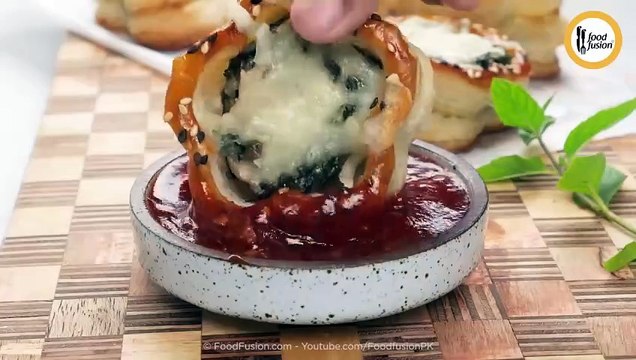 Spinach Dip Pastries Recipe by Food Fusion