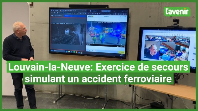 Exercice de secours simulant un accident ferroviaire, à Louvain-la-Neuve