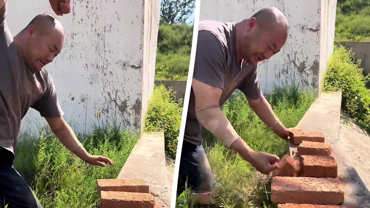 Man smashes over 100 bricks with his bare fist - video Dailymotion