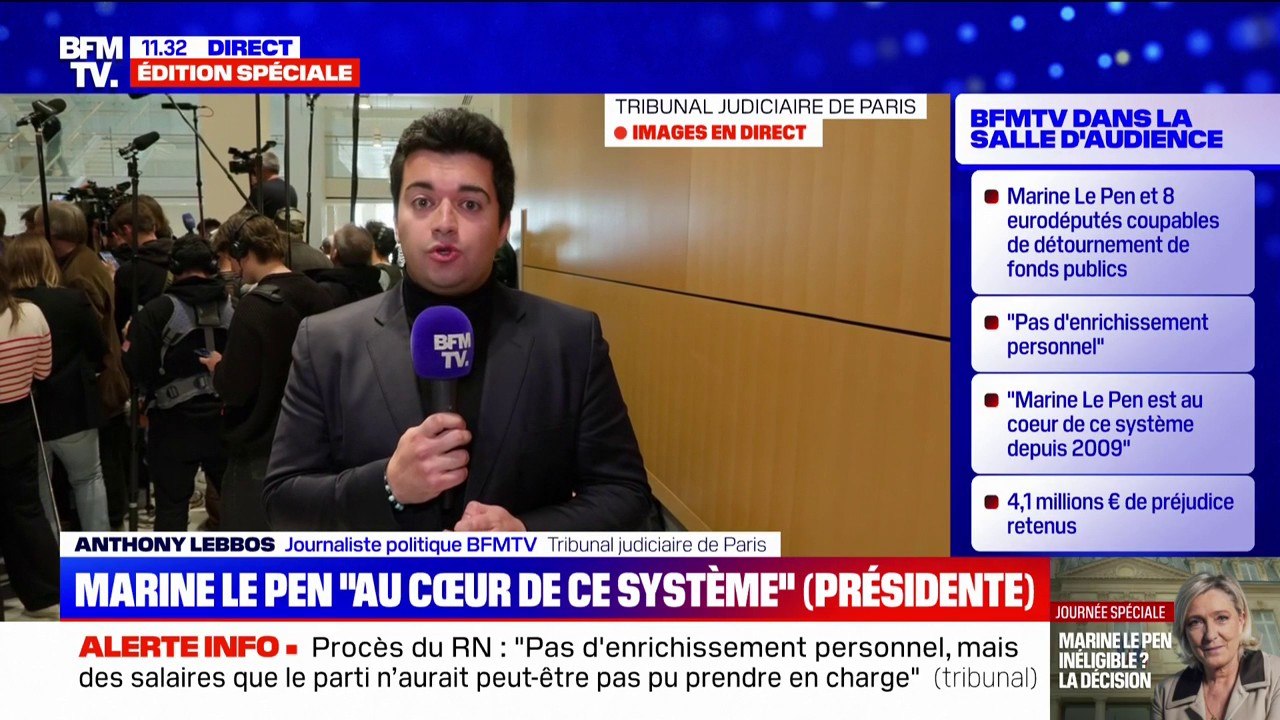 Affaire des assistants parlementaires du RN: "La peine d'inéligibilité sera prononcée à l'encontre des élus", indique la présidente du tribunal