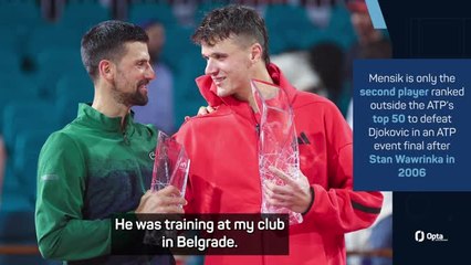 Djokovic 'happy to lose' to 'amazing' Mensik