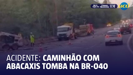 Caminhão com abacaxis tomba na BR-040