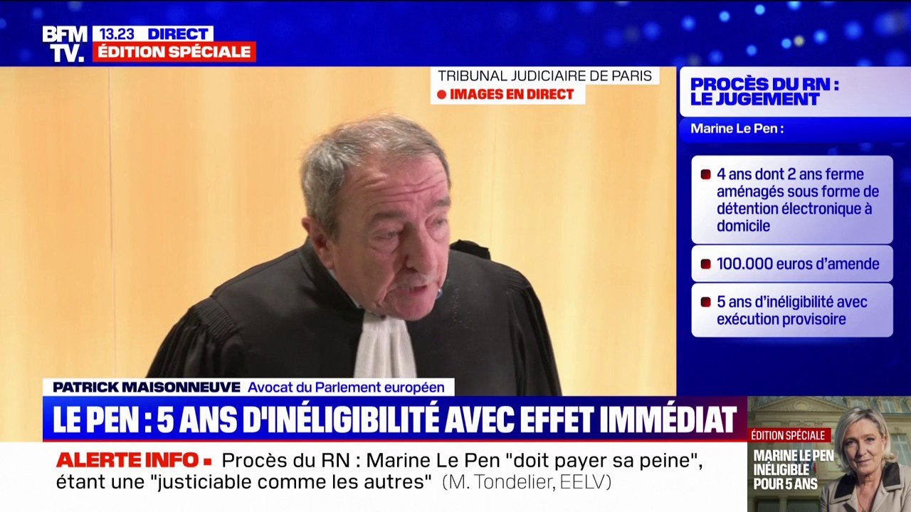 Procès du RN: "Il n'y a pas eu d'hésitation pour le tribunal" sur la question de culpabilité, juge Patrick Maisonneuve (avocat au Parlement européen)