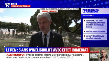 Marine Le Pen condamnée à 5 ans d’inéligibilité: : "Il n'est pas sain pour une démocratie qu'une élue soit interdite de se présenter à une élection", assure Laurent Wauquiez