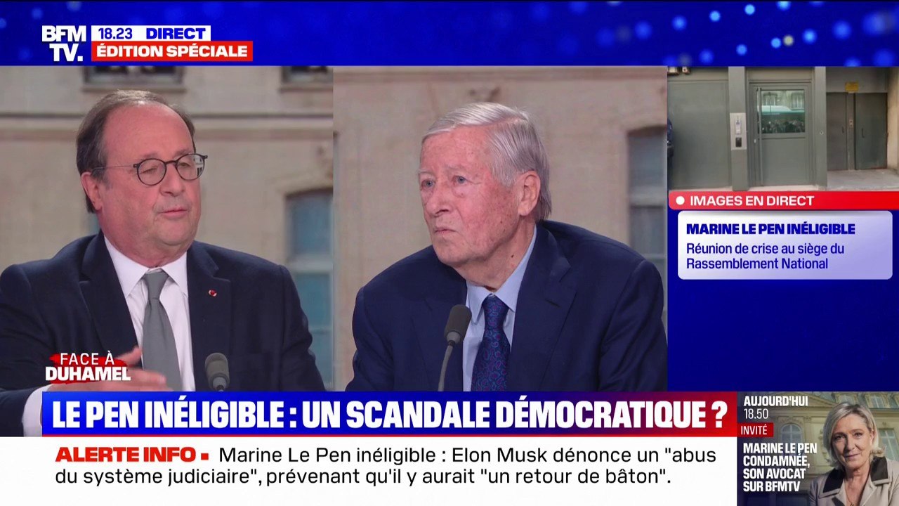 Marine Le Pen inéligible: "S'ils ont préparé monsieur Bardella à la présidence du RN, c'est précisément dans cette hypothèse", estime François Hollande