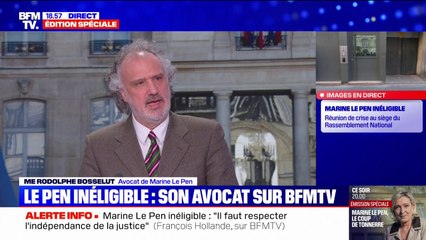"Elle est profondément choquée par cette décision": l'avocat de Marine Le Pen réagit à sa condamnation