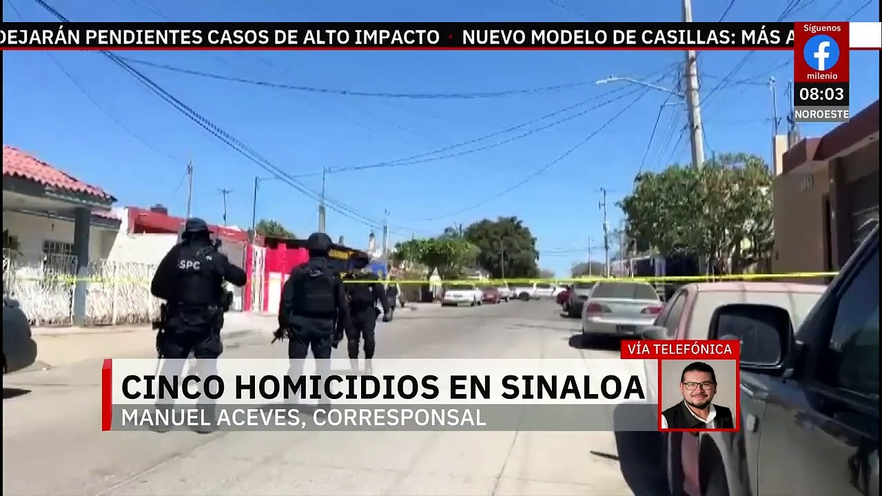 Registran cinco homicidios, dos levantones y un robo de vehículo en Sinaloa