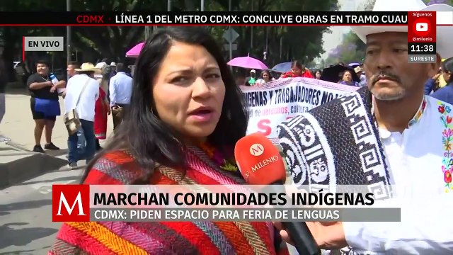 Comunidades indígenas marchan en Paseo de la Reforma; piden espacio para feria de lenguas