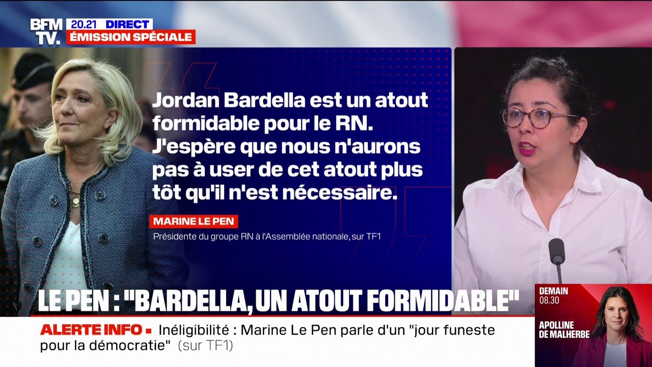 Procès RN: "Jordan Bardella est un atout formidable pour le RN", affirme Marine Le Pen