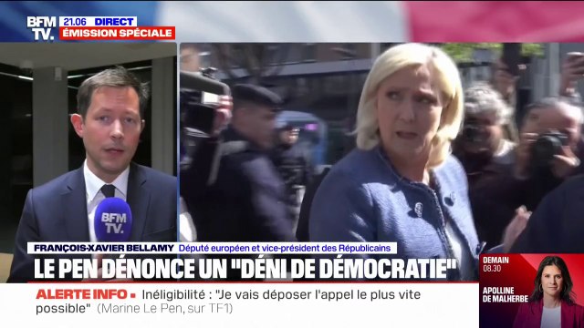 Marine Le Pen inéligible: Ce qui s'est passé aujourd'hui est préoccupant et doit tous nous préoccuper , estime François-Xavier Bellamy (LR)