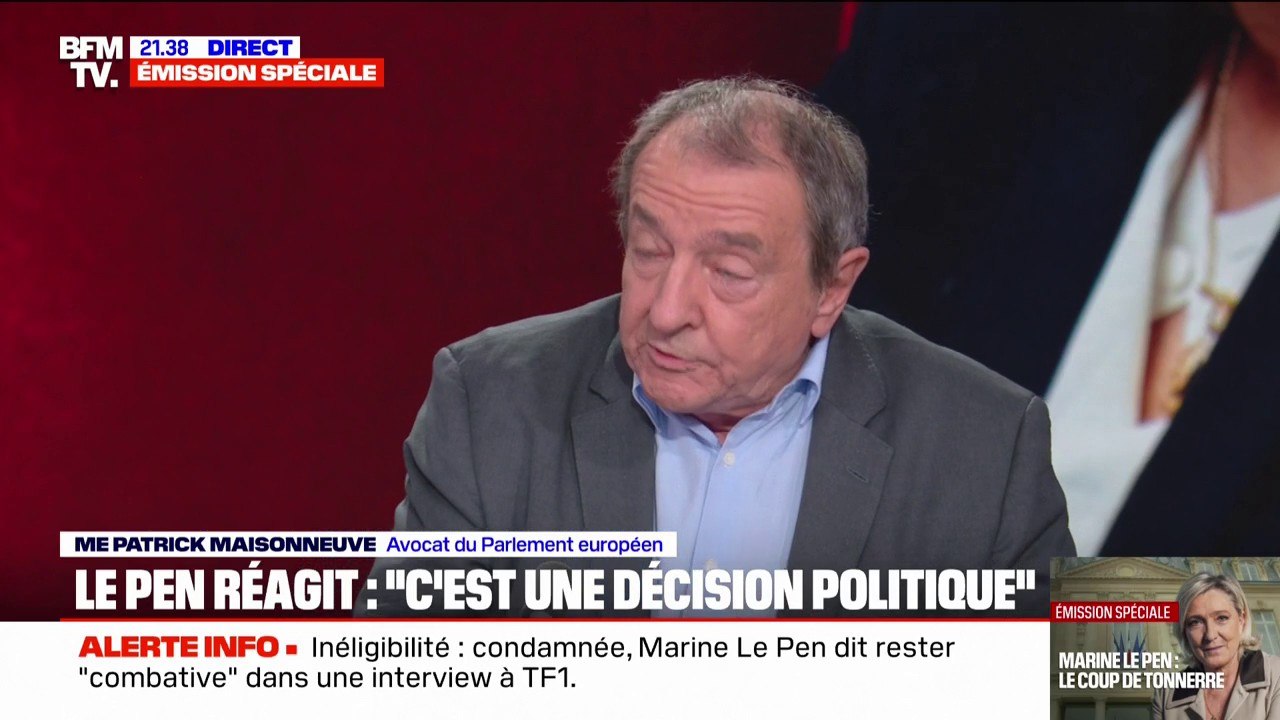 Procès RN: "Les juges appliquent la loi, si les élus ne sont pas d'accord, qu'ils déposent des propositions de loi pour supprimer l'inéligibilité", affirme Patrick Maisonneuve, avocat du Parlement européen