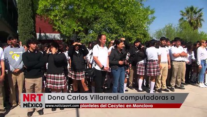 Dona Carlos Villarreal computadoras a planteles del Cecytec en Monclova