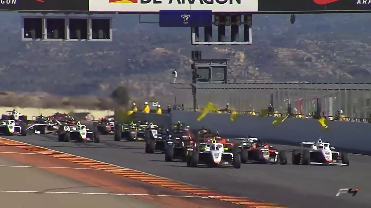 F4 Spanish Championship 2025 Aragon Race 3 Start Robinson Campos Big Crash