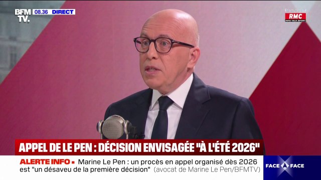 Marine Le Pen condamnée: L'exécution provisoire est une infamie , estime Éric Ciotti