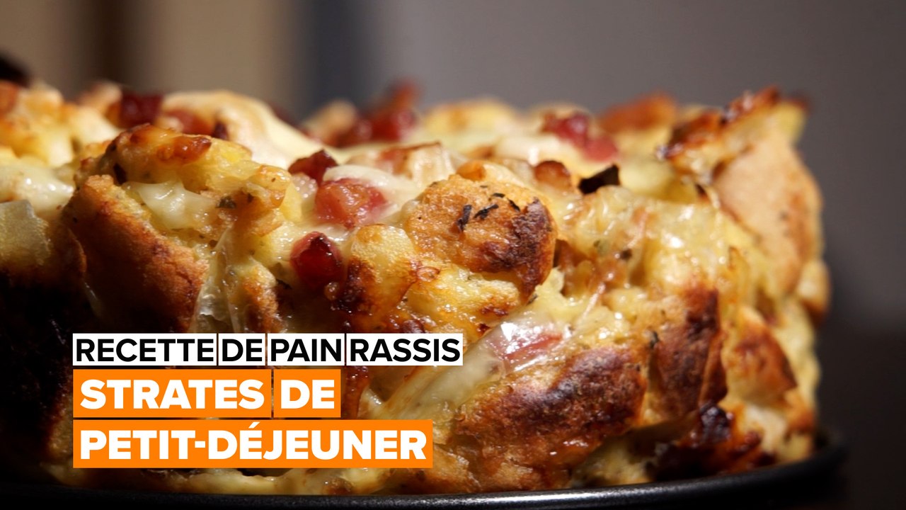 Recette de pain rassis : strates de petit-déjeuner