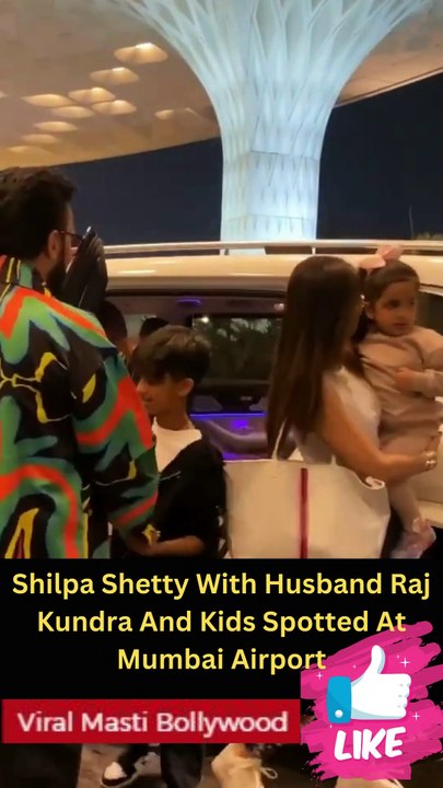Shilpa Shetty With Husband Raj Kundra And Kids Spotted At Mumbai Airport