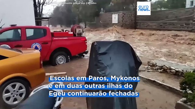 Fortes tempestades causam inundações e destruição nas ilhas gregas de Mykonos e Paros