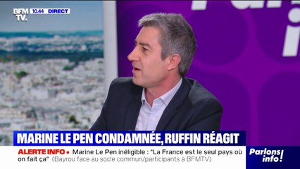 Condamnation de Marine Le Pen: "J'ai du mal à comprendre pourquoi Jean-Luc Mélenchon est rétif à réclamer de la probité", affirme François Ruffin (député "Picardie debout")