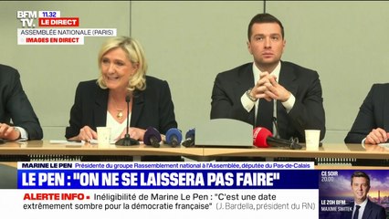 Inéligibilité: "Si l'on ne vote pas librement, à ce moment-là, on n'est plus véritablement dans une démocratie", déclare Marine Le Pen