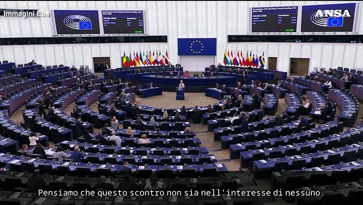 Von der Leyen: "L'Europa e' pronta a vendicarsi sui dazi"