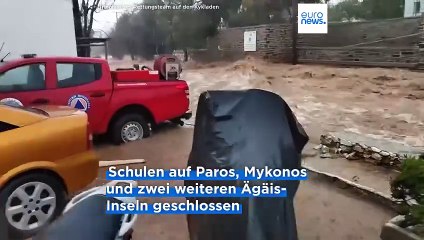 Schwere Unwetter: Griechische Inseln Mykonos und Paros unter Wasser