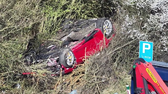 Watch as emergency services respond to incident involving Ferrari on A23 in Mid Sussex