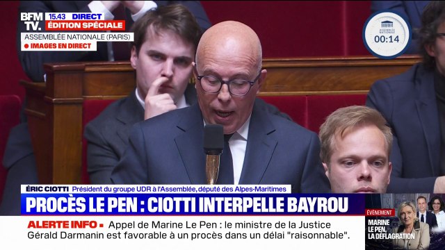 Éric Ciotti annonce une proposition de loi qui sera portée en juin pour supprimer l'exécution provisoire pour les peines d'inéligibilité