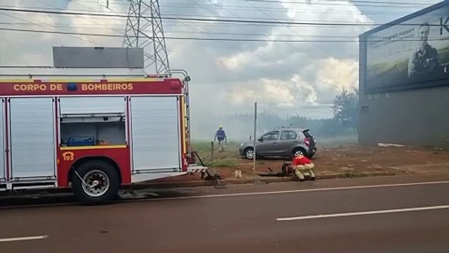 Cortina de fumaça: Bombeiros combatem incêndio ambiental na Avenida Barão do Rio Branco