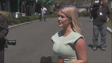 White House Press Secretary Karoline Leavitt takes questions outside