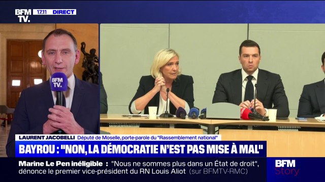 Procès RN: Beaucoup de Français ont choisi Marine Le Pen pour incarner l'alternance à Emmanuel Macron, on ne peut pas les priver de ce choix , estime Laurent Jacobelli (RN)