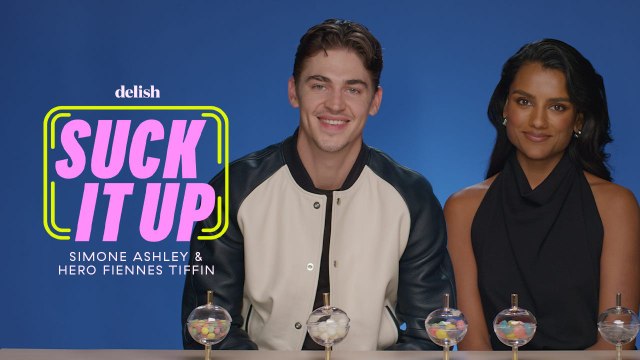 Hero Fiennes Tiffin & Simone Ashley Struggle With Sour Candies & Spilling Tea | Suck It Up | Delish
