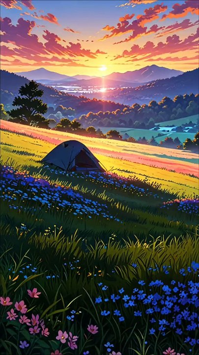 Peaceful Meadow with Flowers & Clouds | Relaxing Nature Live Wallpaper