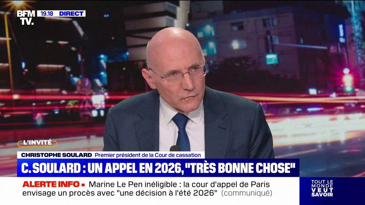 Marine Le Pen inéligible avec exécution provisoire: "Ce n'est pas quelque chose qui est tombé du ciel", affirme Christophe Soulard, président de la Cour de cassation