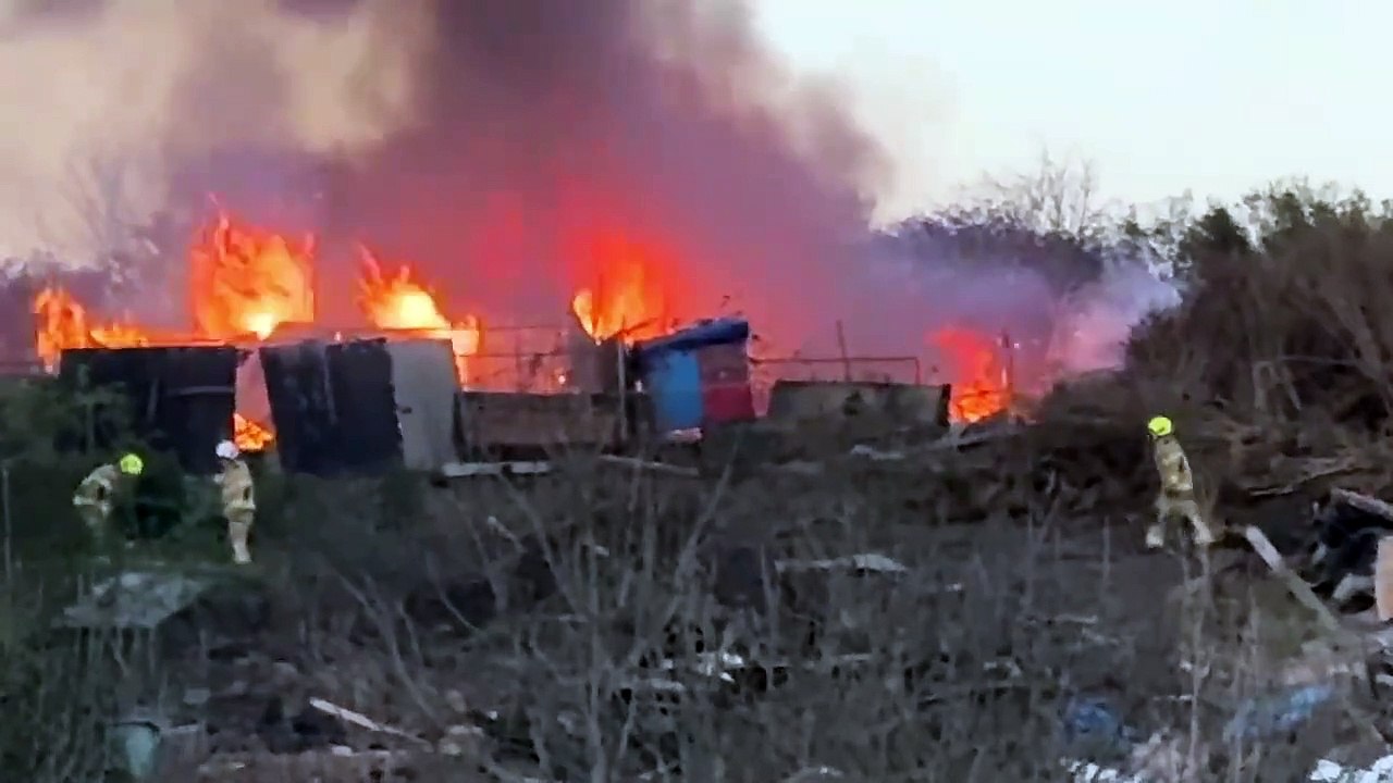 Infield allotments on fire yet again in Sheffield with sheds engulfed in flames