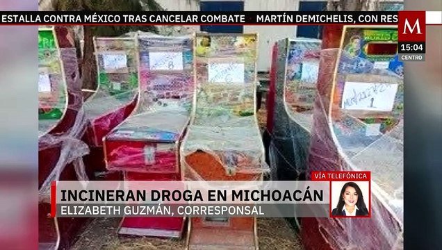 Autoridades de Michoacán incineran más de una tonelada de drogas y destruyen máquinas tragamonedas