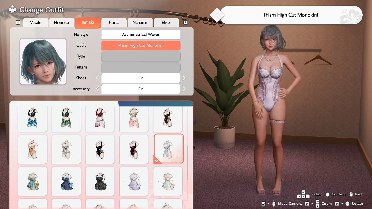 tamaki all outfits/hairstyles Venus Vacation PRISM DEAD OR ALIVE Xtreme