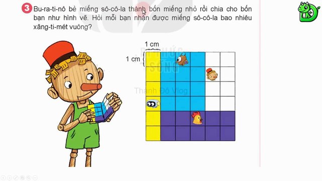 Toán lớp 3 - Bài 52 Diện tích hình chữ nhật, diện tích hình vuông || DINOTECH